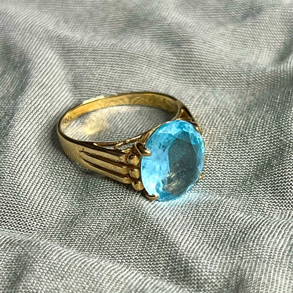 💎 Antique Danish 10k & Aquamarine Ring  💎